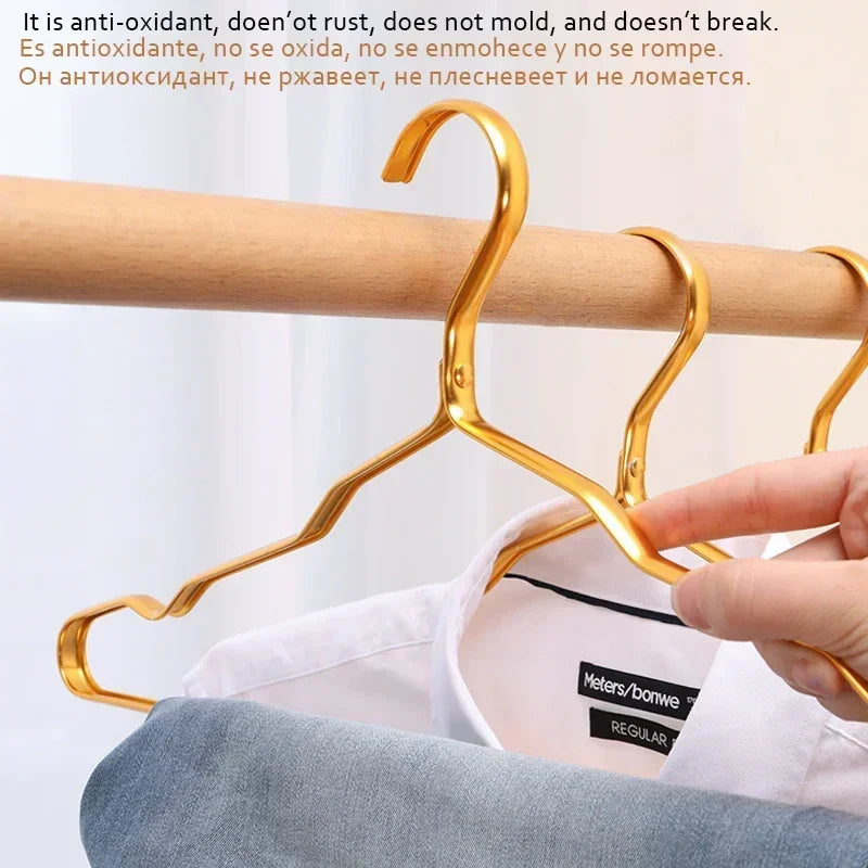 Tejesa 10pcs Aluminum Alloy Clothing Hanger Golden Durable Domestic Coat Supplies Organizer Wardrobe Organizer Clothing Storage Rack