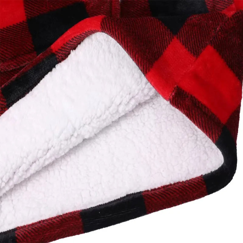 Winter Hoodies Sweatshirt Women Men Pullover Fleece Giant TV Oversized Blanket with Sleeves Robe Wearable Blankets