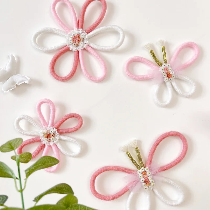 Hemasa  Macrame Daisy Flower Ornament Wall Hanging/ Girls Bedroom Decoration/ Boho Baby Kids Room Woven Butterfly Hanging Pendant
