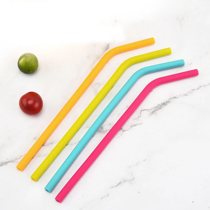Hemasa 12  Pack Reusable Silicone Drinking Straws For Food with Cleaning Brush for 20 or 30oz Tumblers Juices
