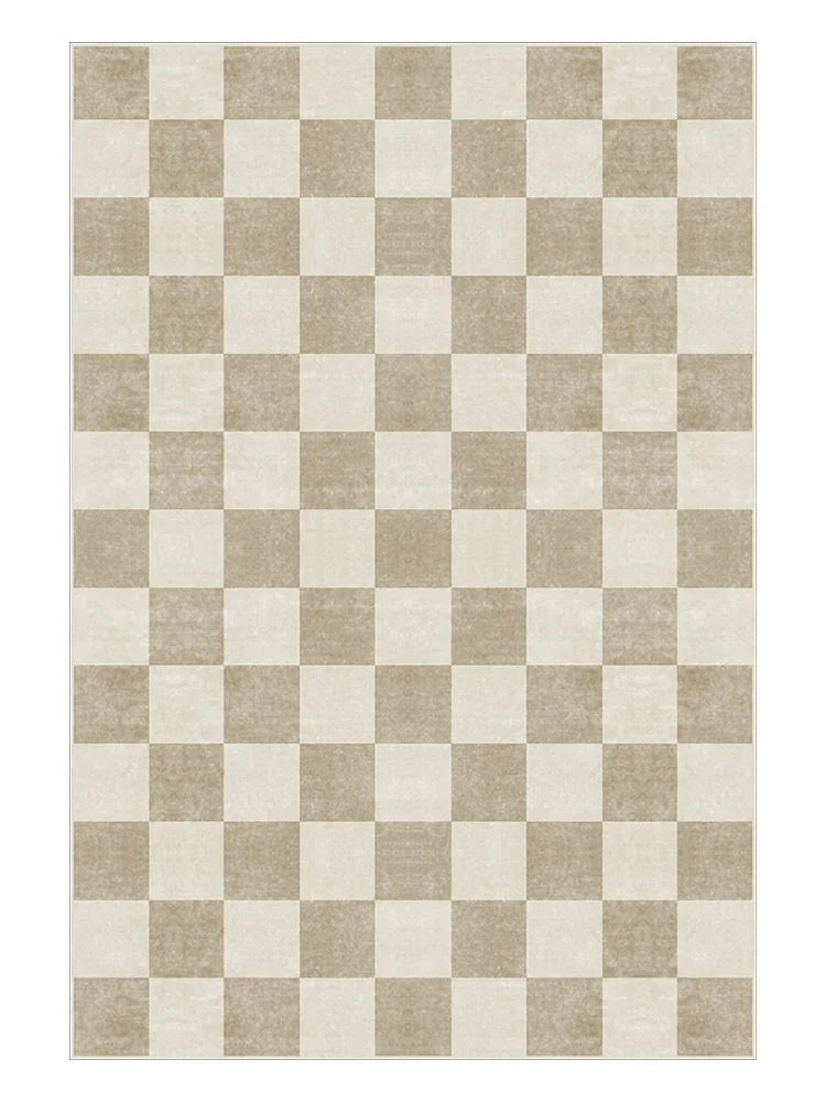 Tejesa Black and White Plaid Living Room Large Area Carpet Square Geometric Bedroom Carpet Minimalist Checkerboard Rug Cream Style Rugs
