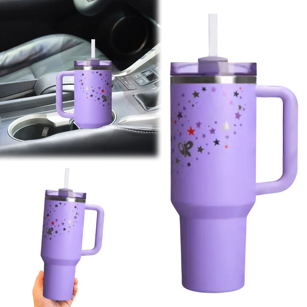 Hemasa 40oz Double-Layer Insulated Cup Lid&Straw Thermal Water Bottle /Stainless Steel Vacuum Insulated Mug Cup for Cold Hot Beverages