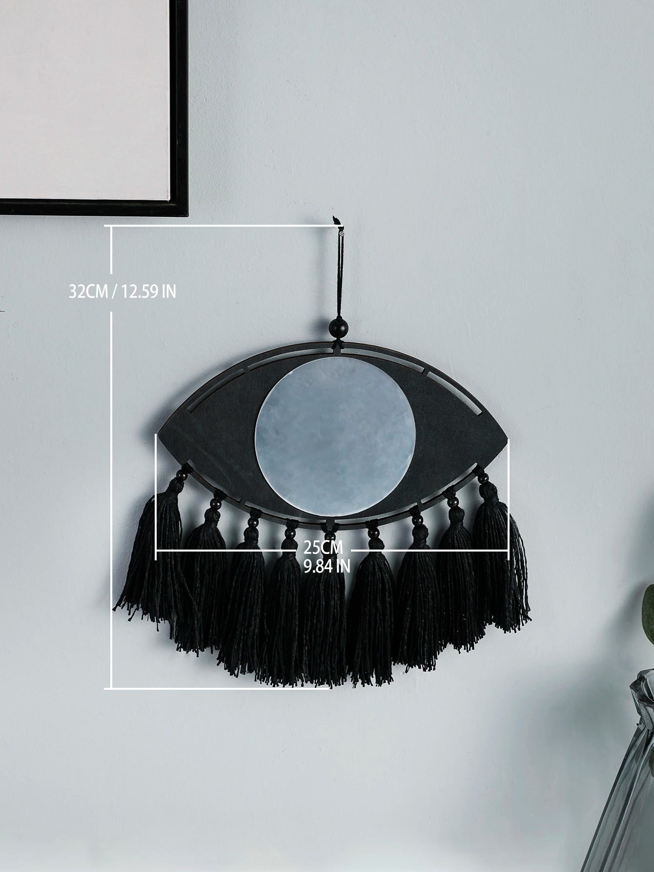 Hemasa Macrame Mirror Black Evil Eye Decorative Mirrors /Home Decoration Tassels  Decor Home Ornament Gift