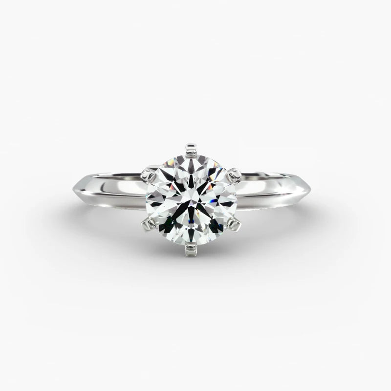 BAMOER Gold Plated Solitaire Six Prong Moissanite Engagement Ring, 925 Sterling Silver Moissanite Wedding Band for Women