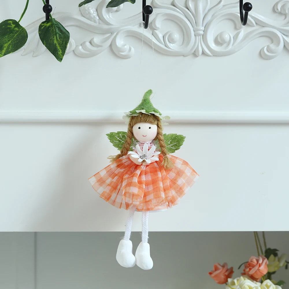 Spring Fairy Elf Hanging Ornaments Gauze Puffy Skirt Easter Flower Fairy Angel Doll Pendants Gifts For Kids Home Easter Decor