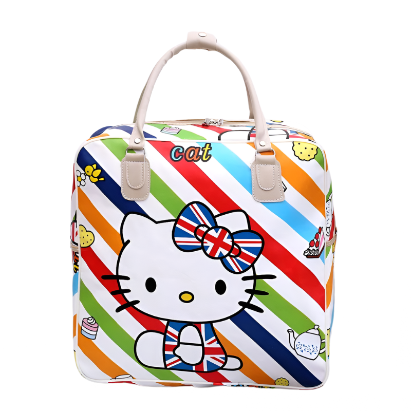 Hemasa Hello Kitty Cartoon Travel Bag Women's Portable Girls Luggage Bags PU High Capacity Sanrio Kawaii Purses and Handbags Printed