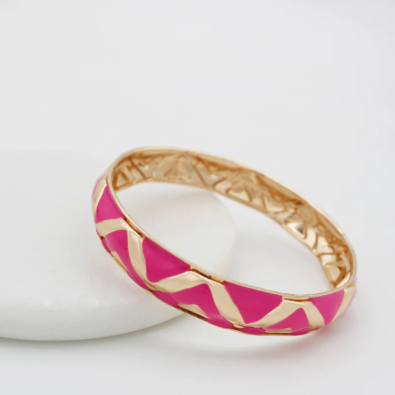 Fuchsia Enamel Metal Bangles For Women New Designed Fashion Trendy Jewelry Accessories Gifts Bohemia Fancy Styles Bijoux MQ069