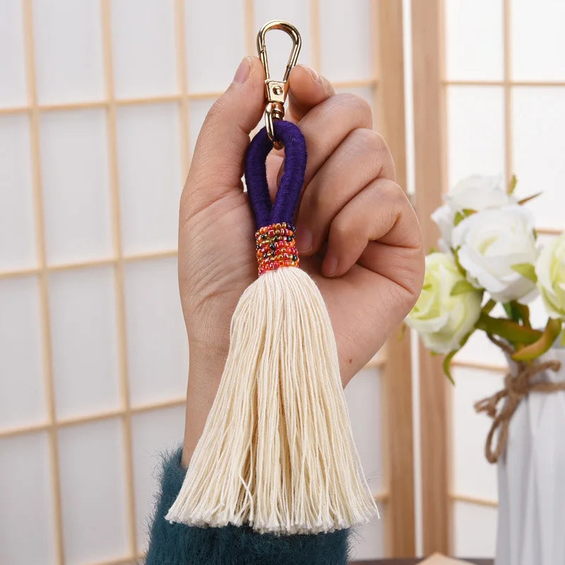 Hemasa   Hand Woven Key Chain Millet Bead Accessories Tassel Key Chain Bag Pendant Accessories Jewelry Dropshipping