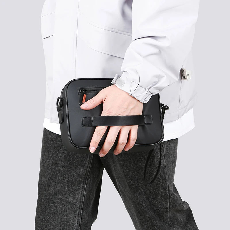 Tejesa Men's Small Shoulder Bag Durable Soft PU Leather Men's Handbag Casual Male Day Clutch Bag Shopping Bag