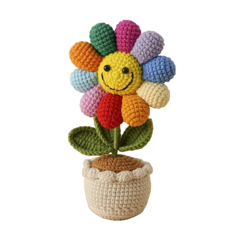 Hemasa Crochet  Colourful  Kintted  Potted  Sunflowers Table Decor Graduation Gift