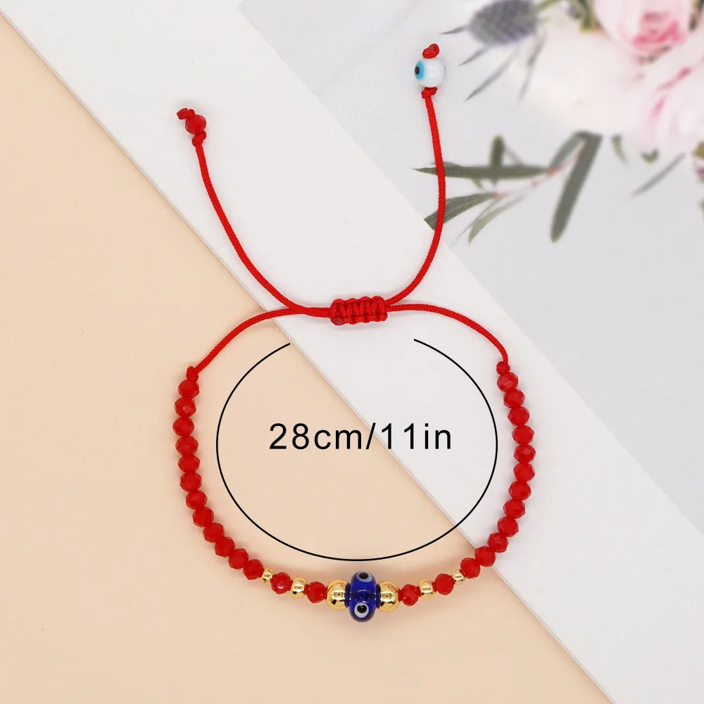 Tejesa Mexican Summer Beach Charm Eye Pulsera Women Bohemian Fashion Jewelry Couple Handmade Friendship Rope Red Crystal Bead Bracelet
