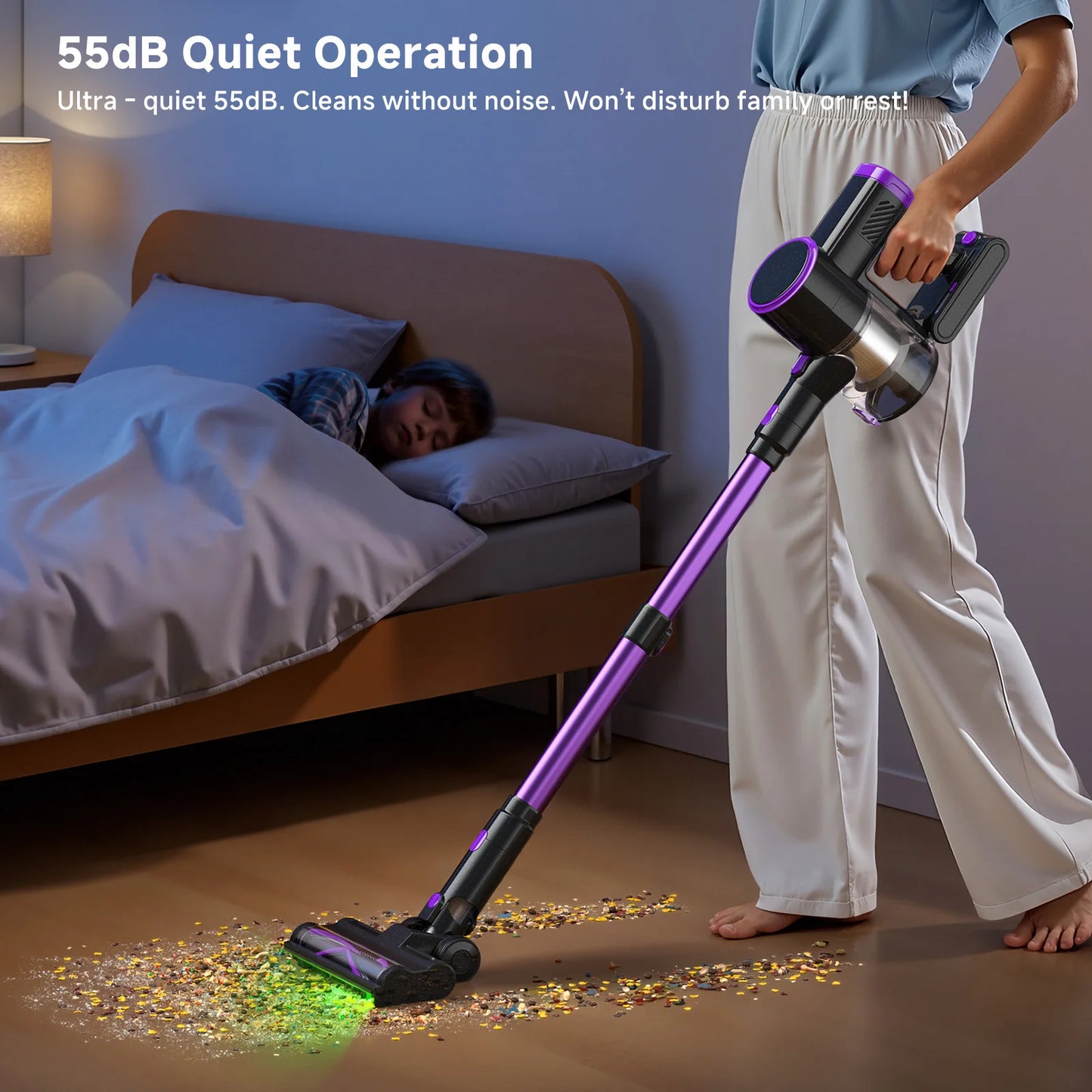 Lubluelu P4 Cordless Vacuum Cleaner 36Kpa Suction, 40Mins Runtime, Self-Standing, Green LED, for Hard Floor Carpet Pet