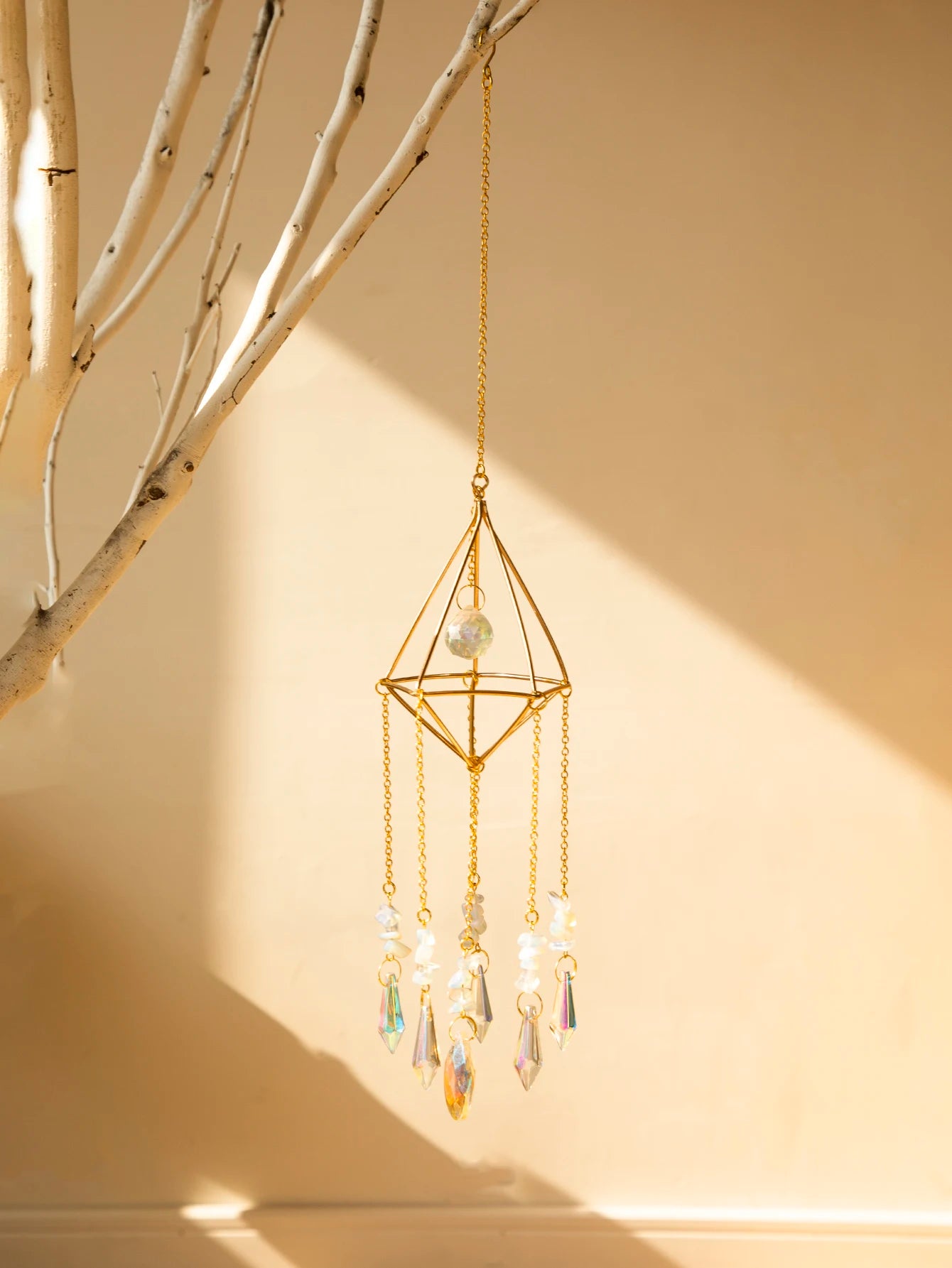 Hemasa  Crystal Wind Chime Hanging Sun catcher/ Boho Home Decoration Light Catcher Stained Glass Prism