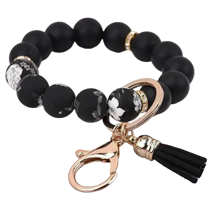 Hemasa Handmade Daisy Silicone Beads Bracelet Keychain /Anti-Lost Wallet Pendant Ring Holder