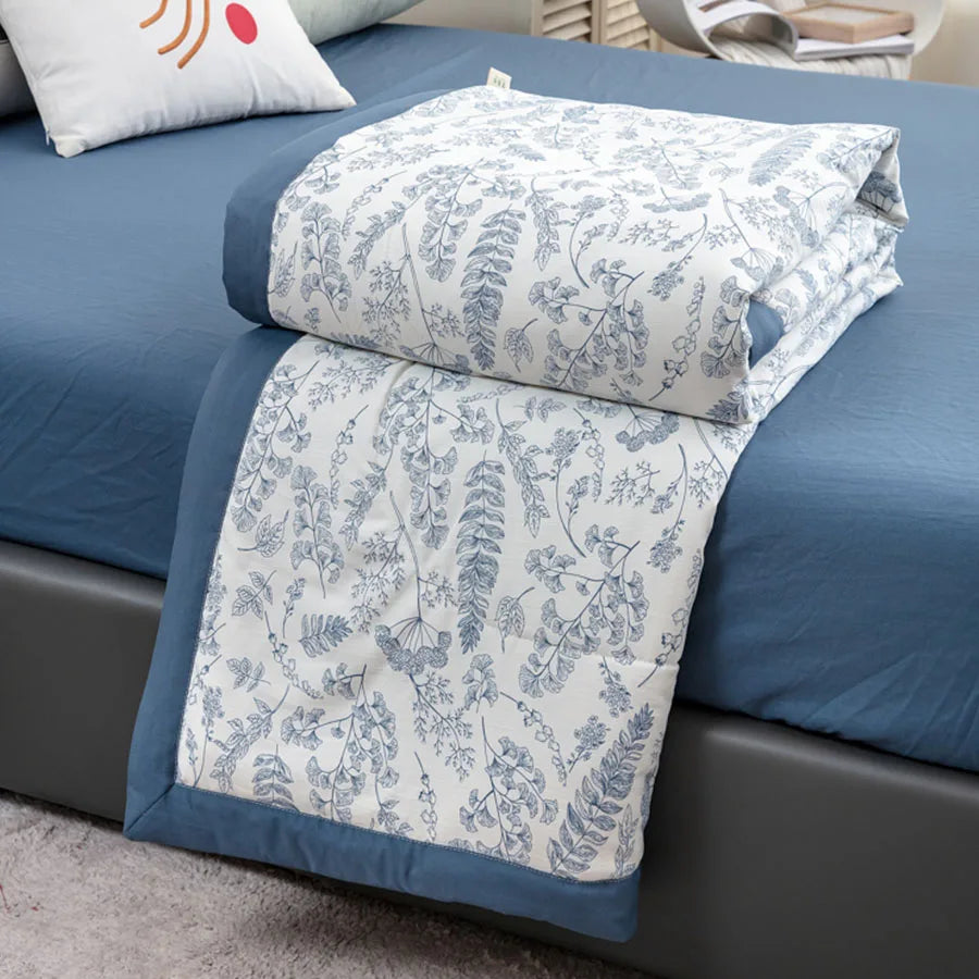 Hemasa  Linen Double Layer Summer Quilt   Printed Double Cooling Blanket