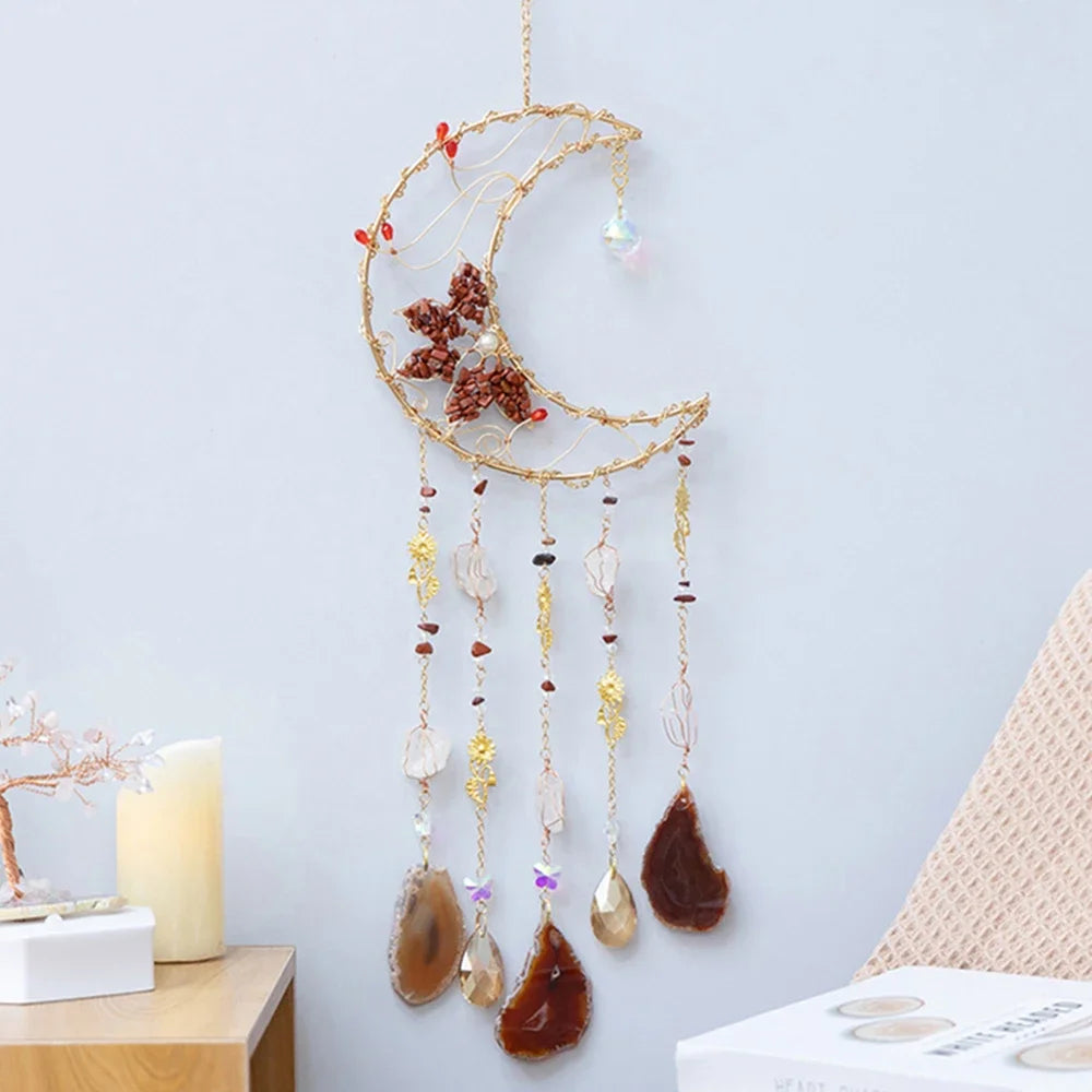 7 Chakra Gemstones Tree Of Life Dream Catchers  Natural Agate Bedroom Wall Hanging Crystal Dream Catcher Home Craft Decorations