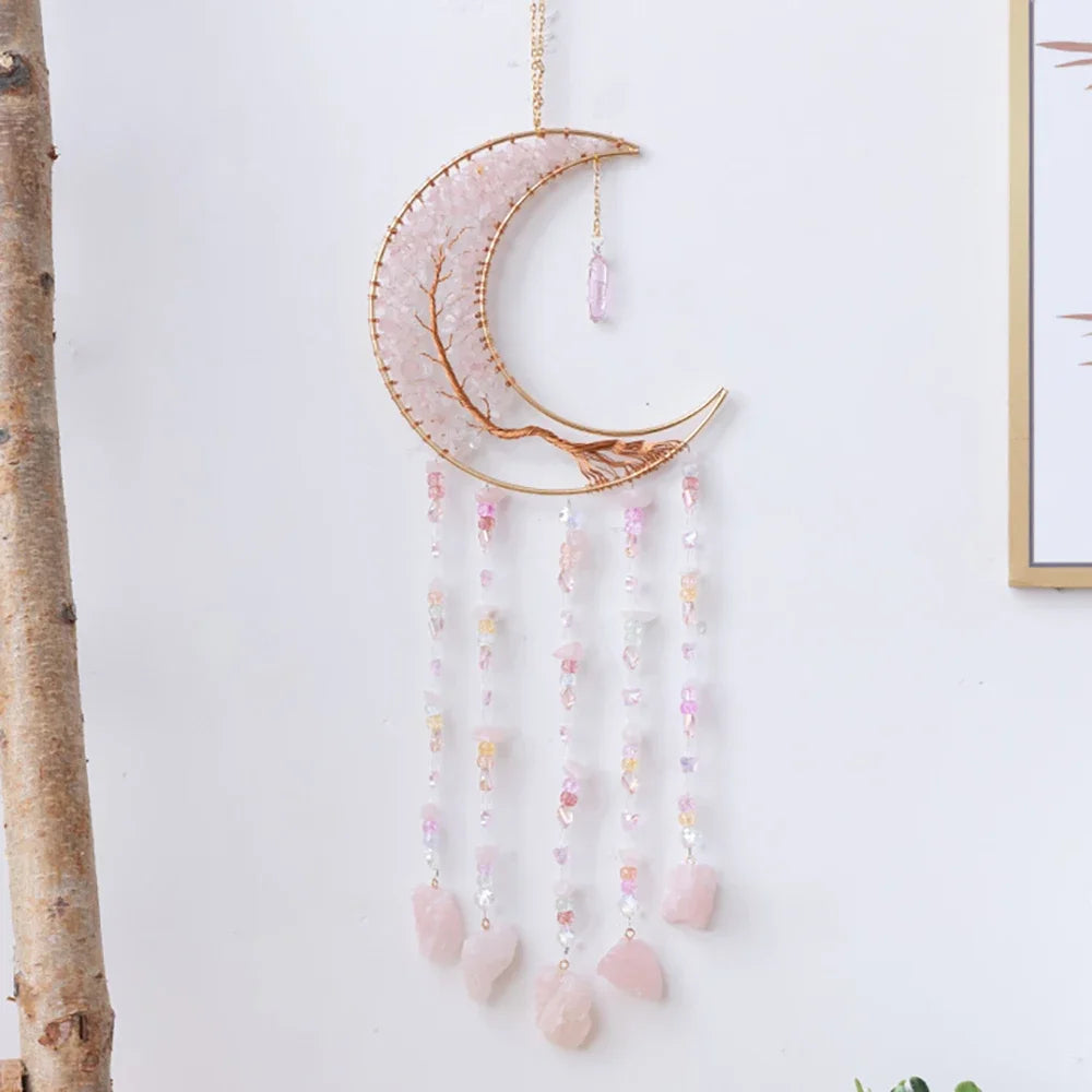 7 Chakra Gemstones Tree Of Life Dream Catchers  Natural Agate Bedroom Wall Hanging Crystal Dream Catcher Home Craft Decorations