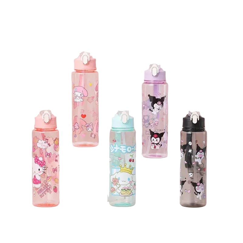 Tejesa Water Cup with Straw / Cute Cartoon Print Water Bottle for Office Home Gift