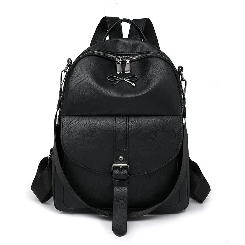 Tejesa Women's  Leather Casual Backpack Waterproof Middle and High School Students Cross Shoulder Single Shoulder Handbag