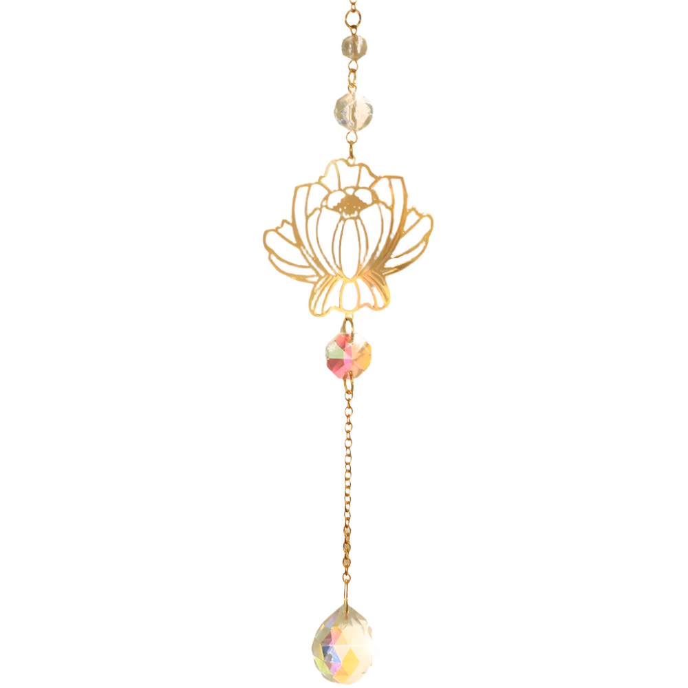 Hemasa Lotus Sun Catcher Crystals Rainbow Hanging Suncatcher /Chakra Light Catcher Stained Glass Prism for  Window /For Outdoor /For Garden Decoration