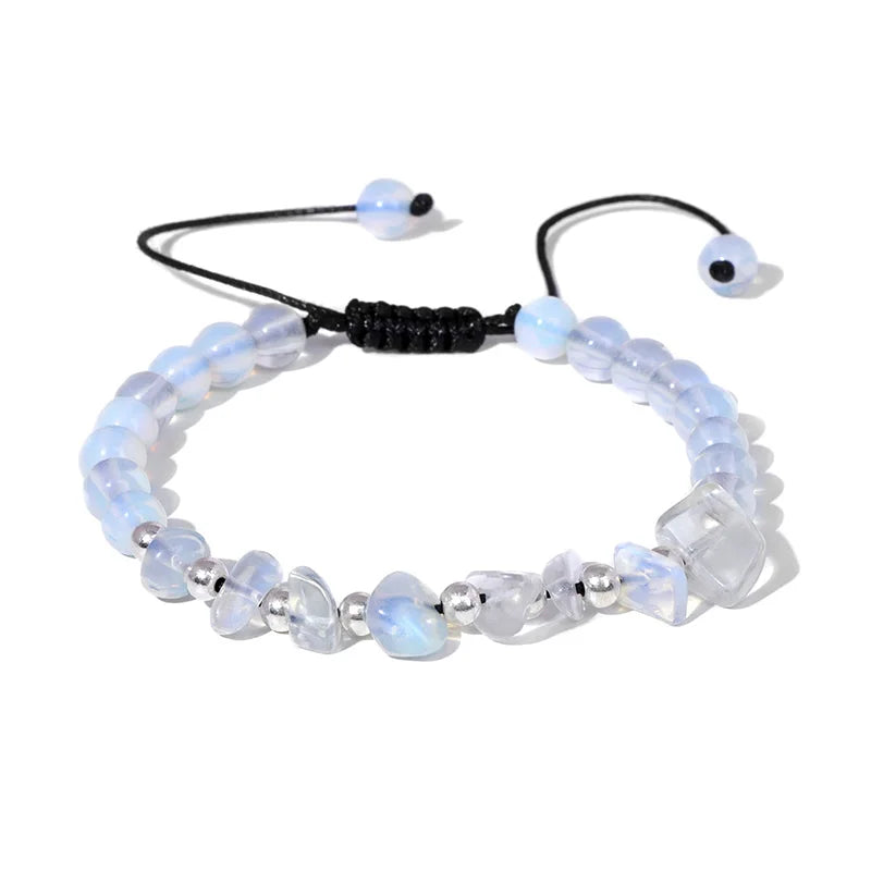 Tejesa Irregular Natural Gem Crystal Stone Beads Bracelet Braided Obsidian Aventurine Amethysts Aquamarin Opal Chip Bracelets For Women