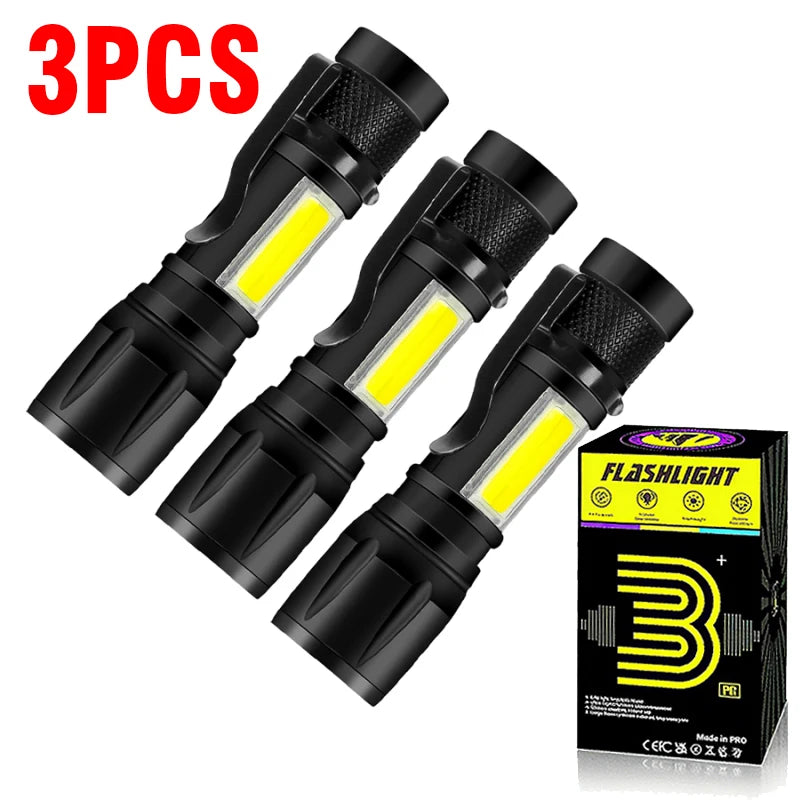 Hemasa LED Powerful Flashlight Rechargeable Multi Functional for Long Range Portable Outdoor Home Mini Flashlight with Cap Clip