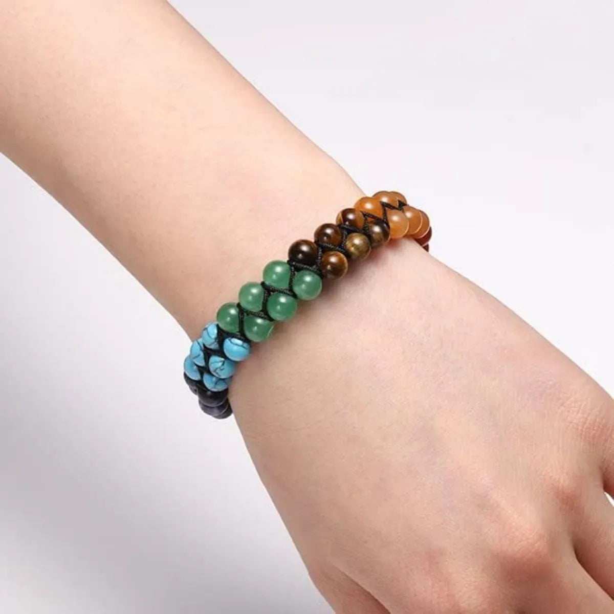 Top Plaza 7 Chakra Treatment Crystal Bracelet Yoga Stone Adjustable Beads Bracelet Meditation Relaxation Anxiety Women's Bracele
