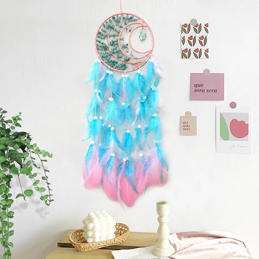 Dream Catcher Tree of Life Hand-woven Colorful Feathers Wind Chimes Wall Decorations Bedroom Hanging Ornaments Valentine's Gifts
