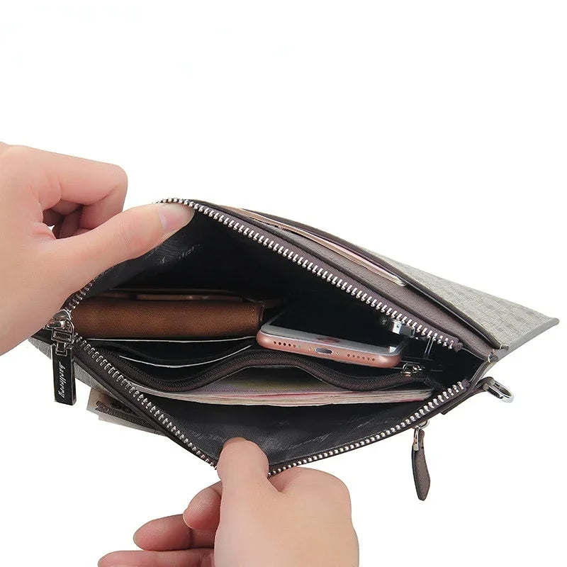 Hemasa Men's Long PU Leather Wallets Vintage Cellphone Clutch Multi-functional Purse Large-capacity Envelope Handbag