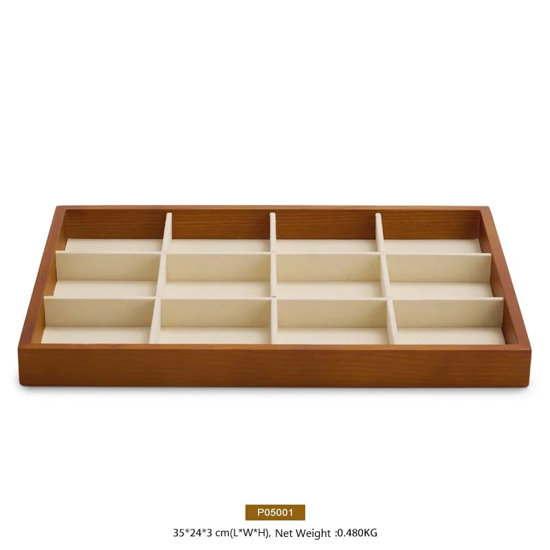 MISHITU Wooden Storage Tray Ring Necklace Bracelet Storage Tray Jewelry Display Tray Multifunctional Display Home Storage Box