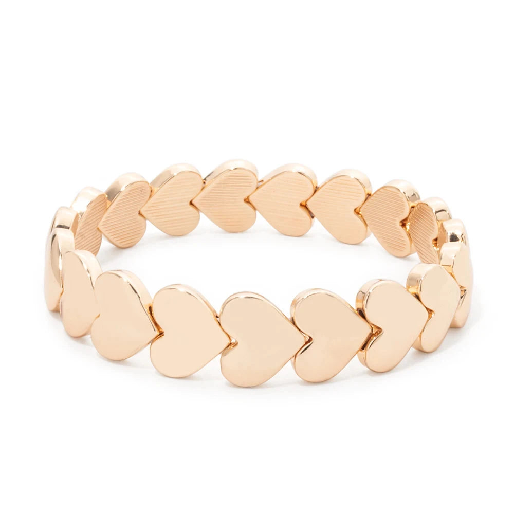 Tejesa  Gold Color  Pink Red Heart Charm  Couple Bangle   Bracelet For Women