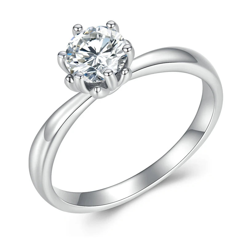 BAMOER 0.8CT Round Moissanite 14K Gold Plated Ring for Women D Color VVS1 EX Lab Diamond Engagement 925 Sterling Silver Ring