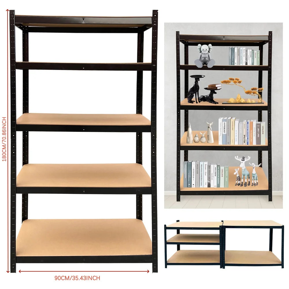 5 Tier Heavy Duty Galvanised Adjustable Shelf Racking Unit Storage Rack 875KG Capacity Metal Shelves Workshop, Shed, Office,Home