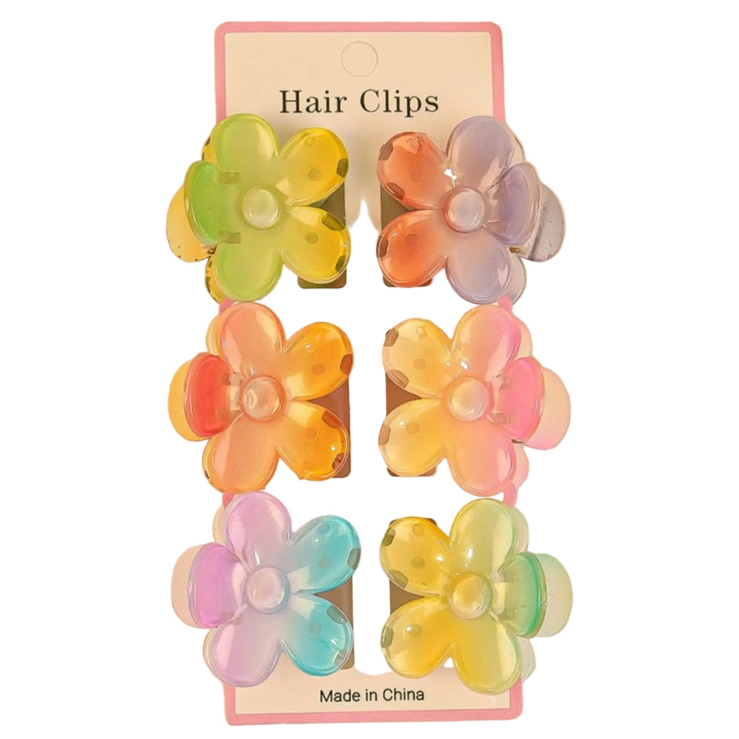 Tejesa 1set/lot 6 pieces of small hibiscus hair clip with gradient color, seaside vacation hair bun magic tool.
