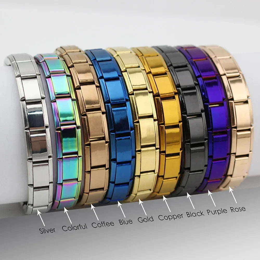 Heamsa  Itanlian Elastic Charm Bracelet Fashion Stainless Steel Bangle