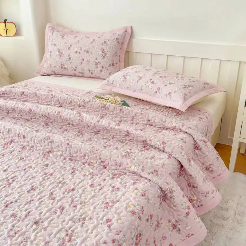 1Pc Purple Flower Bedspreads For Bed Thick Patchwork Blanket Single/Queen/King Floral Style Quilted Duvet Soft Bedspread