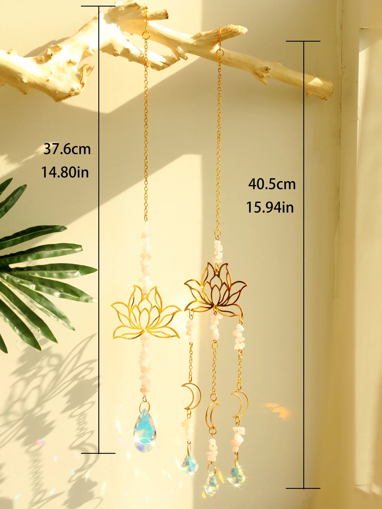 Hemasa 2Pcs Crystal Sun Catcher Lotus Pink Purple Hanging Decor