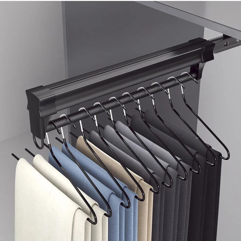 Hemasa Adjustable Wardrobe Clothing Rail Heavy Duty Pull-Out Closet Valet Rod 25CM Top Mount Wardrobe Hanger Rack Bar Ball Slide