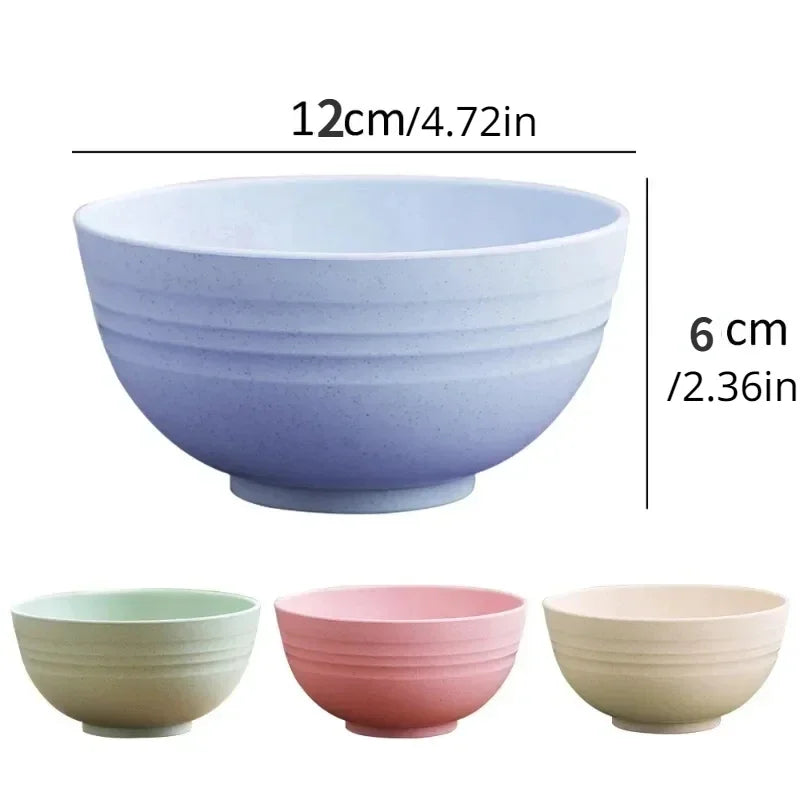 Hemasa Wheat Straw Anti-Fall Bowl Dinner Bowl Plastic Fiber Divided Dining Bowl Cartoon Snack Tray Breakfast Dishes Kitchen Tableware