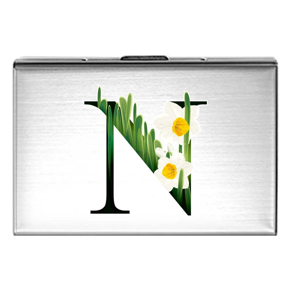 Card Holder RFID Blocking Aluminum Metal Slim Wallet Anti-scan Credit Card Holder Thin Case Small Wallet Flower Color Series