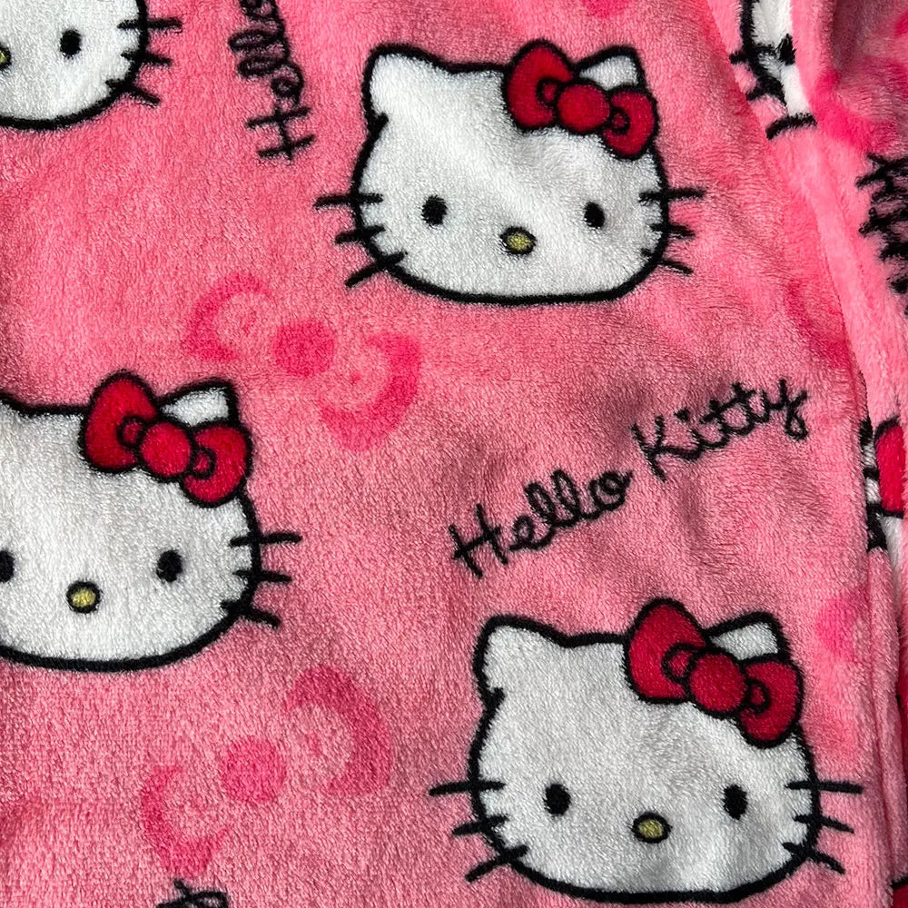 Hemasa  Hello Kitty Flannel Pajamas Black Women'S Warm Woolen Cartoon Casual Home Pants In Autumn Winter Fashion Trousers