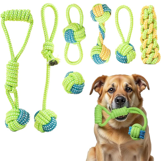 Tejesa [1/7 Pack] Dog Tug Rope Toys, Strong Durable Chew Toys for Aggressive Chewers, Interactive Fetch Toys for All Size Dogs