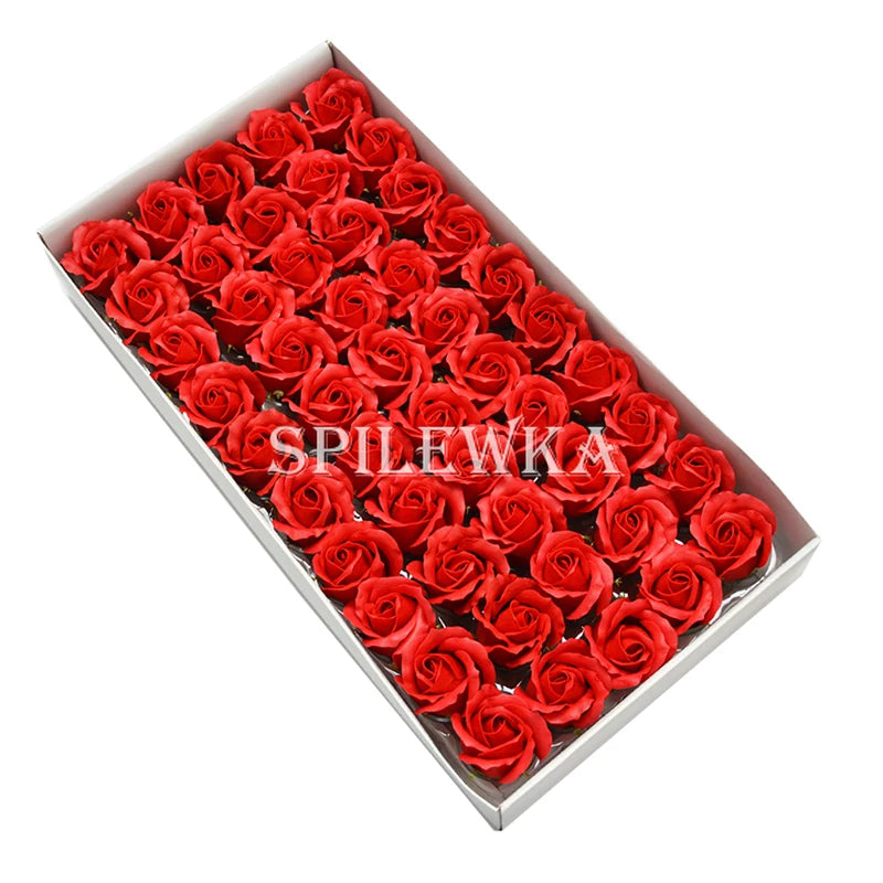 Tejesa 50 Pcs 3-Layer Rose with Curly Petals Fake Flowers Heads Wedding DIY Gift Box Valentine's Day/home/decor