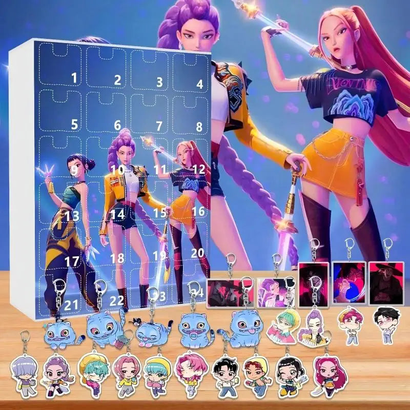 2025 Countdown Calendars Kpop Demon Hunters Advent Calendar Acrylic Keychains Model Doll Rumi Mira Zoey Children Christmas Gifts