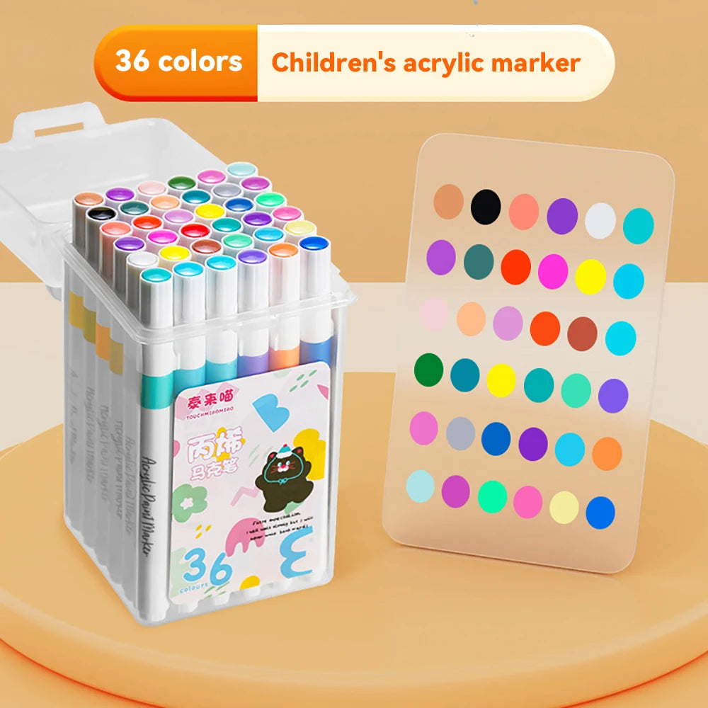 24/36/48/60/80Pcs Acrylic Colors Markers Art Painting Pen DIY Drawing for Card Rock Wood Stone Glass Children School Supplies