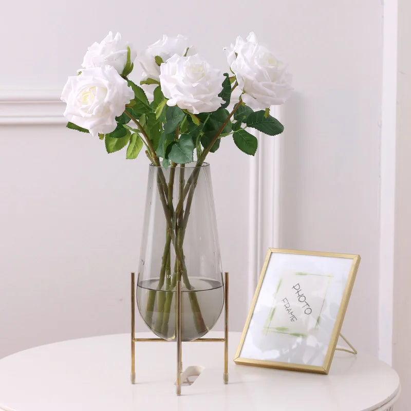 Real Touch Artificial Latex Rose Flowers Wedding Bridal Bouquet Home Dining Table Bedroom Study Garden Flower Arrangement Decor