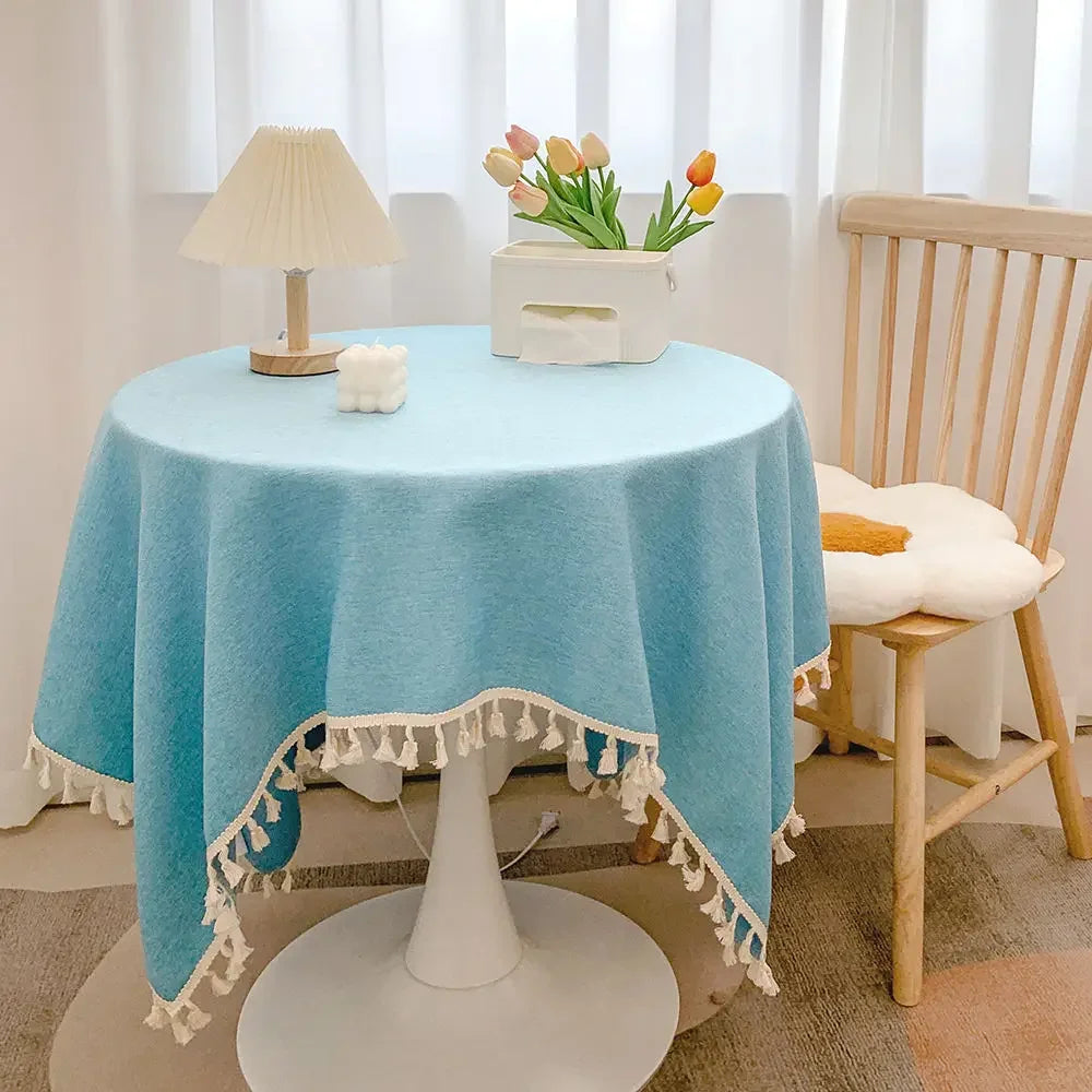 Tassel Tablecloth Kitchen Table Runner Camping Mat Tea Table Cover Wedding Dining Room Decoration 14 Colors