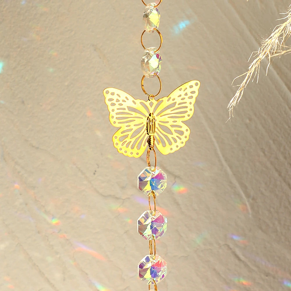 Hemasa Gold Butterfly Catcher Suncatcher Crystal Rainbow Catcher Garden Butterfly Decoration