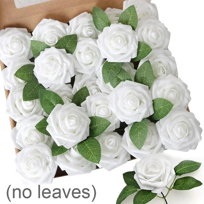 5-60pcs Artificial PE Foam Rose Flower Heads Bride Bouquet Flower for Home Wedding Party Table Decoration DIY Scrapbook Supplies