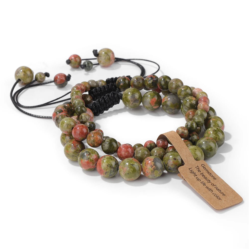 Tejesa  3pcs  Amazonite Bracelets for Women Men 4/6/8mm Beads Braided Bracelet Handmade Adjustable Wristbands Jewelry